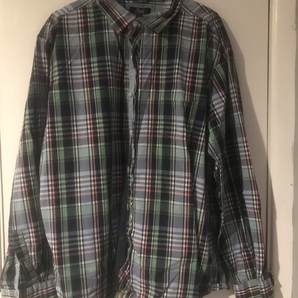 Green plaid button down